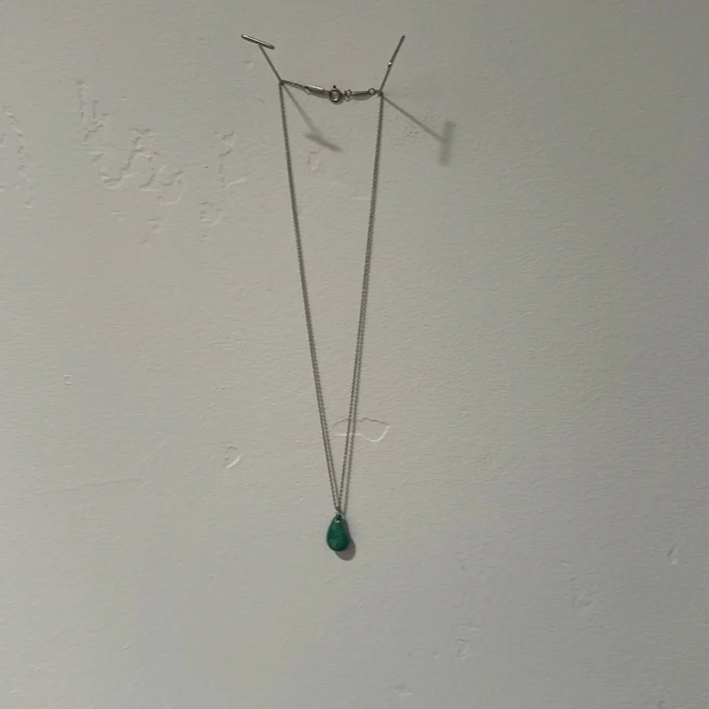 Tiffany & Co. Elsa Peretti Turquoise Teardrop Sterling Silver Necklace 16” - Picture 4 of 11